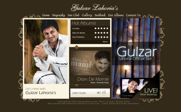 Designed Gulzar Lahoria's Official Site
